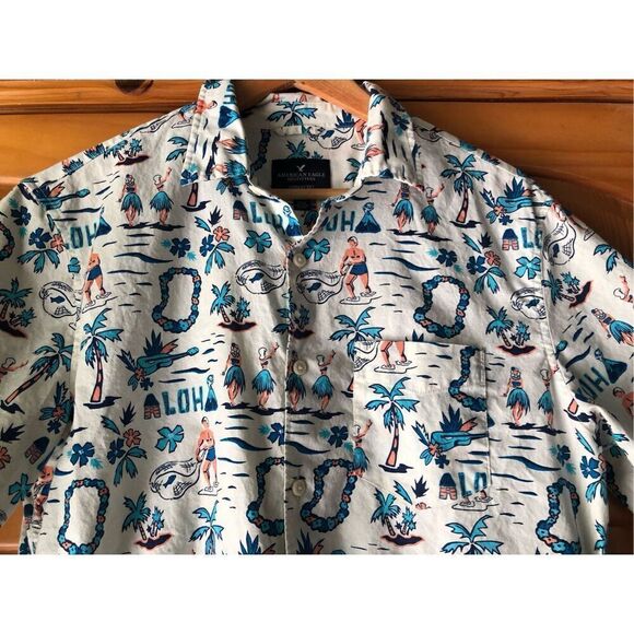 American Eagle Outfitter Aloha Hawaii Button Down Shirt SZ M - Picture 4 of 9